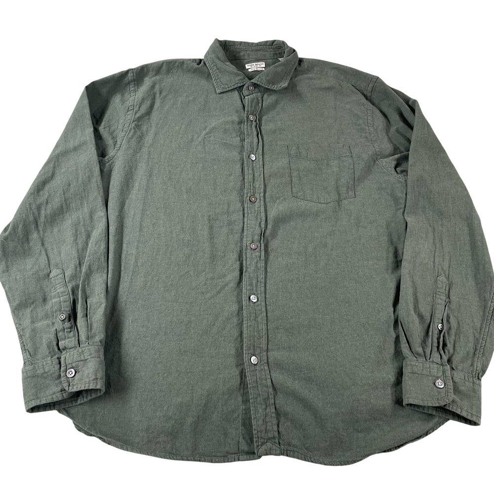 OOBE Brand Men XL Olive Green Long Sleeve Button Down Shirt Flannel Style Cotton